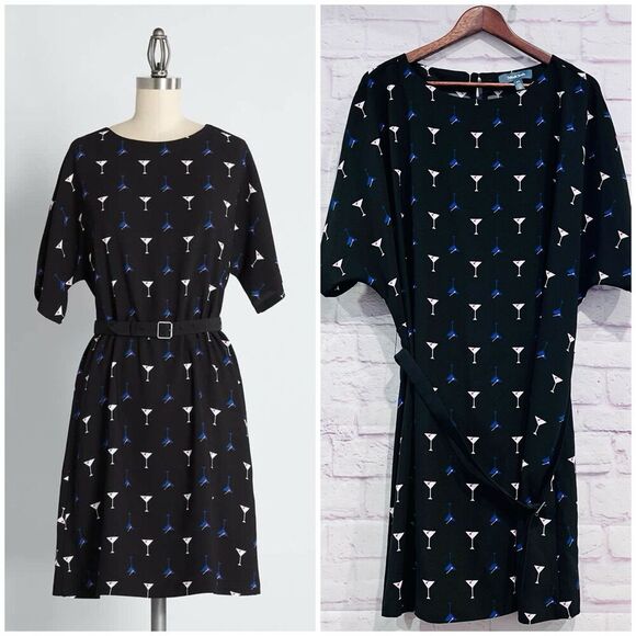 Modcloth Just A Little Something Dress Plus Size 2X Belted Shift Retro New - Picture 1 of 11